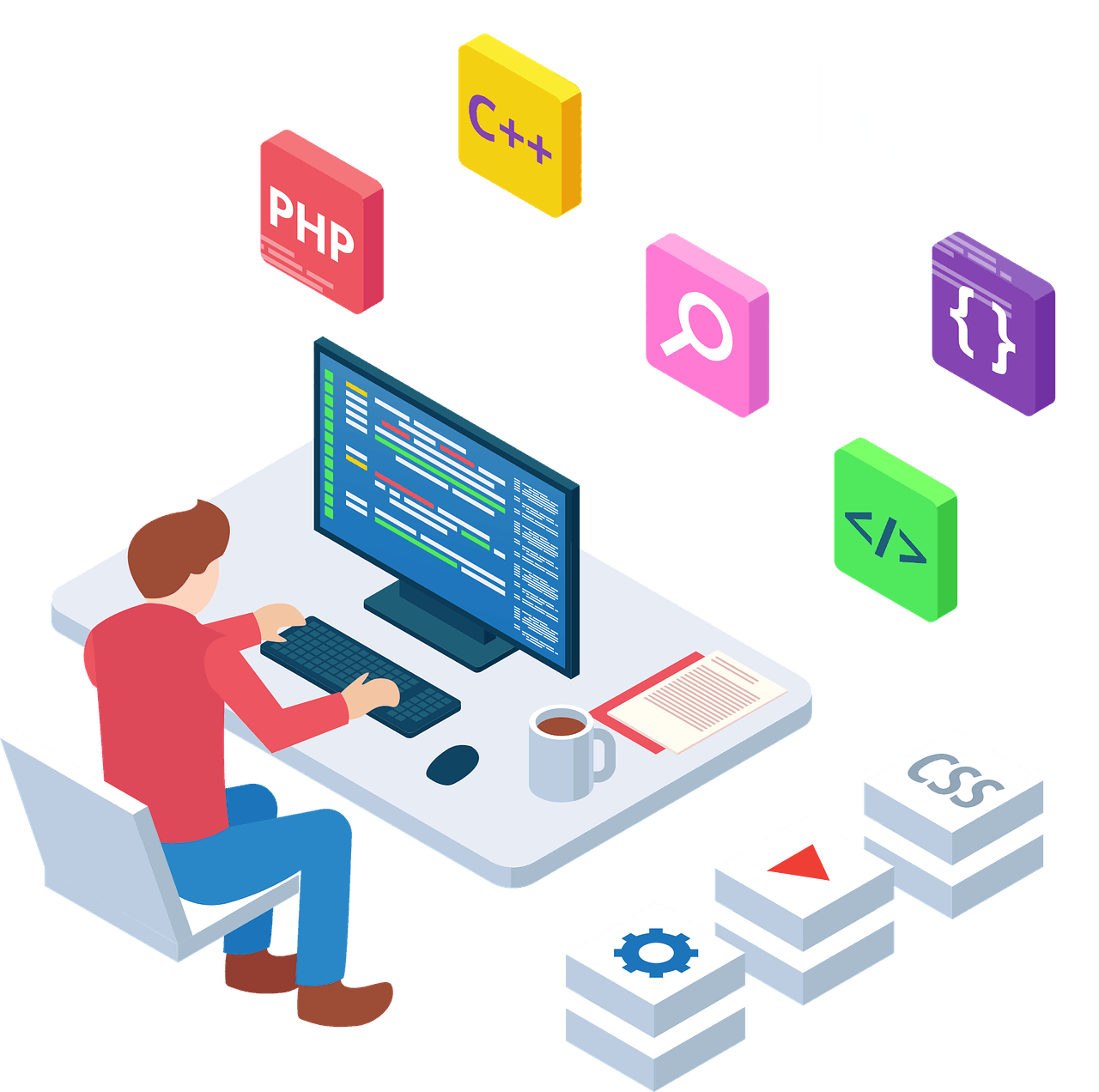 Team working on digital and print